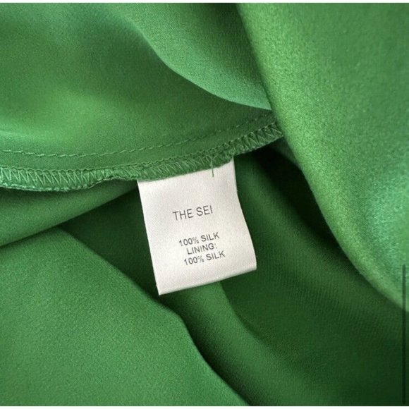 The Sei X REVOLVE Asymmetrical Draped Dress Kelly Green Silk - Picture 7 of 8